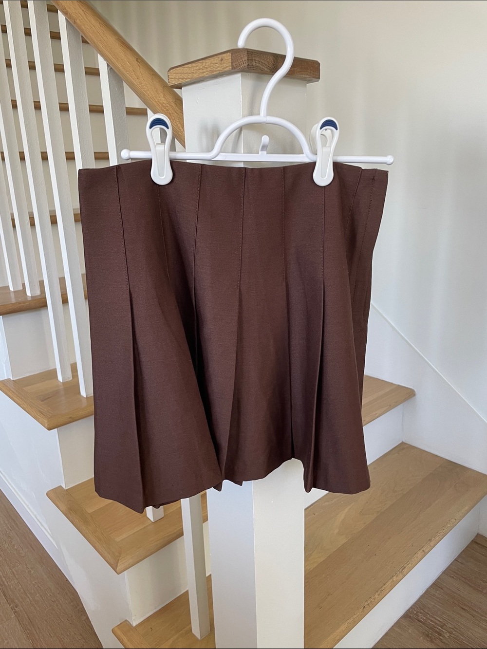 Brown Pleated Mini Skirt